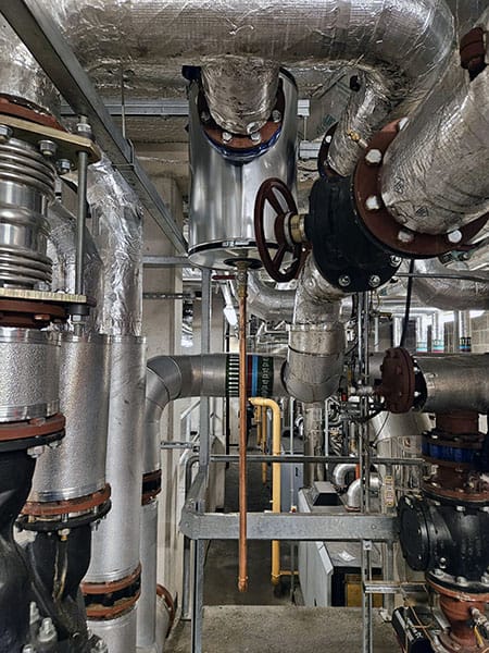 Total Heating Solutions Wigan replacement 150mm Air & Dirt at Liverpool One Apartments Plant Room