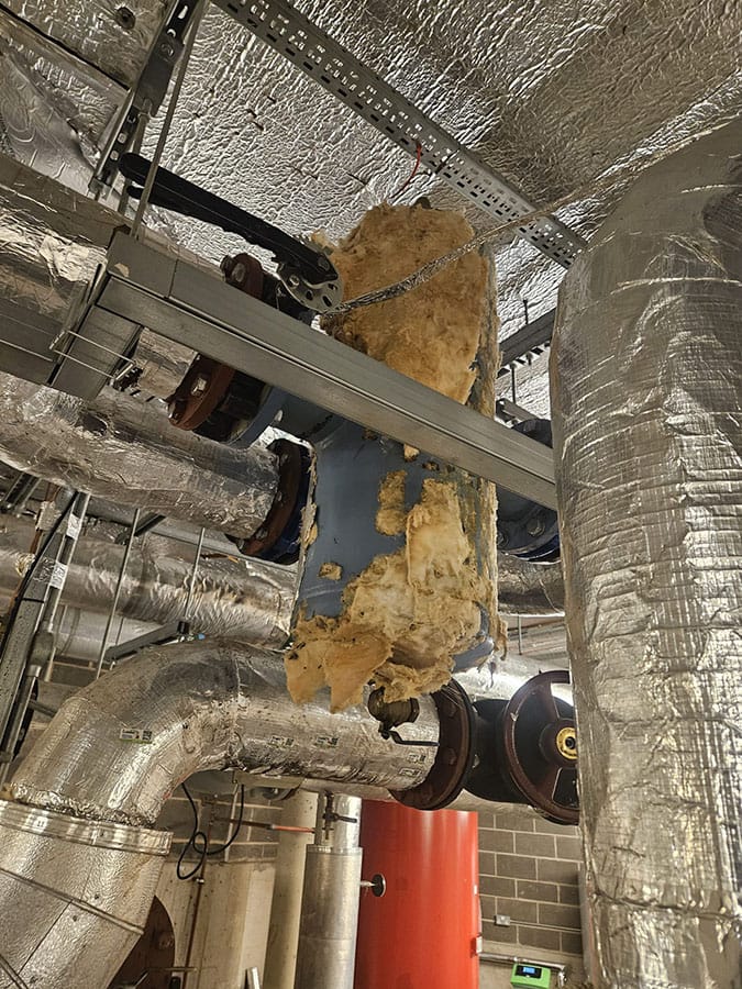 Total Heating Solution identifying and Replacing Faulty 150mm Air & Dirt Separator in Liverpool Plant Room Screen